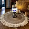 Table Mats 1-2pcs Bohemian Woven Cotton Placemat Linen Dining Heat Insulation Pad Exquisite Embroidery Dessert Plate Accessorie