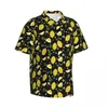 Herren-Freizeithemden, helles Obst-Druck-Hemd, Blumen- und Zitronen-Neuheit, Sommer-Herren-Kurzarm-Urlaub, stilvolle, individuelle Oversize-Blusen