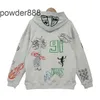 Rhude Doodle Hoodie Manager El Boyalı Graffiti High Street Erkek ve Kadın Hoodie Moda Sonbahar Kış