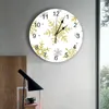 Wandklokken Kerst Gouden Sneeuwvlok Textuur Klok Grote Moderne Keuken Eetkamer Ronde Slaapkamer Stille Hangende Horloge