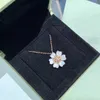 Designer Brand Van Flower Necklace 925 Sterling Sterling Plaxed 18k Gold Shell White Sunflower Six Petal Collar Chain con logo