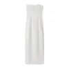 Vestidos casuais moda laço branco sem alças midi vestido mulheres magro sem mangas vestidos primavera verão elegante jantar festa feminina