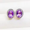 Kolczyki na biżuterię naturalny prawdziwy kolczyk Amethyst 925 srebro 0,85ct 2pcs kamień szlachetny grzywna x231037