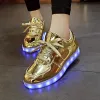 Skor rayzing mode unisex skor led för vuxna schoenen män casual chaussures lumineuse light up skor älskare lysande guld silver