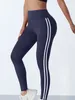 Leggings femininas yoga para senhoras roupas esportivas listra impressão calças apertadas ginásio push up calças preto azul vermelho