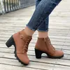 Boots Women Chunky Heeled Ankle Solid Color Side Zipper Beer Festival Dress Shoes