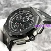 Ładne AP Wristwatch Airbnb Royal Oak Offshore Series 26402CE Black Dial Materiał ceramiczny Czerwony Igła Mechaniczna zegarek Mens AP Zegarek Transparent dolny 44 mm