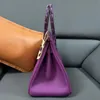 Sac fourre-tout de créateur de mode sacs à main de luxe de haute qualité 30CM peau d'alligator togo sac femme bicolore sac fourre-tout moyen couture à la main sac violet emballage de boîte-cadeau sac de dame