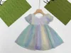 Vestidos de niñas de moda ropa de diseño para niños Falda para niños Partydress Tamaño de 90-150 cm Impresión de letras coloridas Princess Vestido 24 de mares