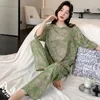 Indumenti da notte da donna Pigiama in rayon a due pezzi Pigiama stile cinese Homewear Donna Stampa pigiami da notte Casual Primavera Pigiama Set da notte