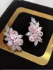 Studörhängen damer rosa diamantblomma med söt design s925 sterling silver milt och eleganta engagemangsmycken