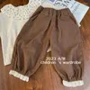 Clothing Sets Children's Autumn Girls' Floral Lapel Underwear Blouse Fashionable Lace Foot Mouth Casual Pants Suit