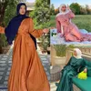 Etnik Giyim Orta Doğu Suudi Müslüman Hui Saf Renk Çöp Ayak Bileği Elbise Abaya Yaz Sokak Giyimi Elegante Femme Formal