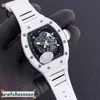 Mens Automatic Mechanical Watch White Ceramic Hollow Technology Luminous Tape Waterproof Fashion