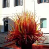 Lampade da terra Albero in vetro di Murano soffiato a mano Scultura da giardino in piedi Decorazione artistica 32 pollici Colore giallo rosso