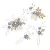 Hair Clips Barrettes Bridal Headdress Light Blue Pink And White Flower Comb Hairpin Dress Ladies Accessories Headdress. Drop Delivery Otny2