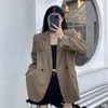 Damskie garnitury Real S Khaki Coffee Blazer For Women Autumn Przyjazd Projektowanie Sensa Unikalna swobodna modna kurtka mody mody płaszczowy