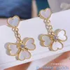 Seiko Edition Top Brand Vancefe Earrings High Version Four Leaf Grass Earrings Womens New Heart Shaped Love Earrings 18 Designer Earring With Brand Logo