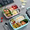 Stoviglie Bento Box in acciaio inossidabile Contenitore per pranzo sicuro impilabile a tenuta stagna di grande capacità Contenitore per pranzo quadrato diviso per studenti