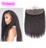 Indian Virgin Hair Part Kinky Straight 13X4 Lace Frontal Human Hair Pre Plucked Yaki Natural Black Yirubeauty4992247