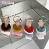 Eilyeken Boots Transparent Feather 141 Strange High for Women Fashion Clear Pvc Square Toe Fur Sandals Heels HELS MULES SHOES 5