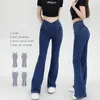 Jeans pour femmes Yoga pour femmes Pantalons en denim Pantalons évasés sexy Lady Traceless Hip Lifting et conception de taille croisée Sports d'intérieur en plein air