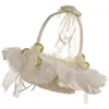 Panier à main de fille de fleur, demoiselle d'honneur, mariage, enfant, dentelle blanche, Mini paniers décorés, cadeau de collecte, 240318