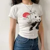 T-shirts Femmes Panda Bamboo 3D T-shirt imprimé Femmes Sexy Bodycon Crop Top Tshirt Été Y2K Kpop Vêtements esthétiques Grunge Cropped