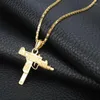 Chains Submachine UZI Gun Model Necklace Men Hip Hop Jewelry Metal Charm Link Chain Pendant Army Style Male Accessories