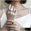 With Side Stones 15Mm Square Cubic Zirconia Statement Ring Stone Fashion Womens Jewelry Drop Delivery Dhjqm