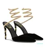 Women's High Heels Dress Shoe Spiral Wraps Strap Low-heeled Pointed Toe Party Pump