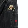 Y2K American Restaurer Ancient Ways Jeans Harajuku Hip-Hop Skull Graphic Broderie Loose Jeans Gothique Taille Haute Pantalon Large Femme 74ps #