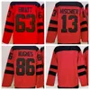 Jack Hughes 86 Hischier 13 Bratt 63 Luke Hughes 43 Hockey Jersys 2024 스타디움 시리즈 Red Black White S-XXXL 스티치 남성 저지