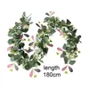 Fiori decorativi Greenery Garland Eucalipto Piante sospese viti per foglie verdi per decorazione da parete da fondo da tavolo