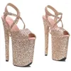 Dansskor 23 cm/ 9 tum med Glitter Starps Small Platform High Heel Sandals Sexig Pole 068