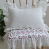 Taie d'oreiller avec volants, taie d'oreiller imprimée florale, style Shabby Chic, Vintage, pour canapé, lit, décoration de la maison