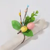 Dekorativa blommor 6 PCs tecknad påskägg servetten ring bankett middag servetter plast matbord