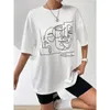 Hirsisan Abstract Line Stampato T Shirt Donna Divertente Grafica Morbido Allentato Femminile Tees Cott Estate Casual Magliette e camicette Magliette Plus Size h4yb #