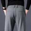 Jesienne zimowe męskie spodnie Business Slim Slim Fit Elastyczna talia Jogger Koreański klasyczny klasyczny czarny szary spodnie Mężczyzna 240319