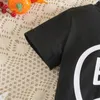 Conjuntos de ropa Conjunto de pantalones para niñas, camiseta con estampado de letras y cuello redondo de manga corta con diadema acampanada de fantasma, ropa de Halloween