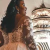 Plus size ślubne Dres LG rękawy zastosowane koronkowe zrastane afrykańskie suknie ślubne vestido de novia 2023 70YV#