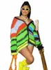 weird Puss 2022 Cardigan Sweater Y2K Women Butt Ctrast Color Patchwork V-Neck Lantern Sleeve Top Street Hipster Loose Coat I0uT#