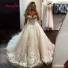 Boda de lujo Dr Off Hombro Apliques de encaje A-Line Boho Princ Blanco Marfil Nupcial Dr Bohemio Vestidos de boda 2022 G4HF #