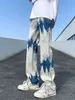 streetwear Y2k Straight Baggy Jeans Pants Men Gradient Tie-dye Wide leg Oversize Lg Trousers Designer 2023 New Y2lo#