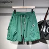 Мужские шорты, японские простые однотонные летние тонкие повседневные свободные быстросохнущие спортивные брюки средней длины со шнурком, мужская спортивная одежда