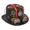 Boinas Chapéu Steampunk com óculos Halloween Top Time