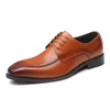 Chaussures décontractées 38-48 cuir à lacets bout pointu Brogue italie Oxford hommes robe d'affaires mariage bureau formel mâle pour hommes