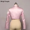 Mingli Tengda Stain Pink Wedding Top Bolero Wraps Bridal Jacke Cape Mariage LG Sleepes Red Bridal Bolero Coat Bolerko Damskie H3id#