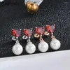 Dingle örhängen toppkvalitet 925 sterling silver pärla droppe örhänge för kvinnor flickvän barn skruv jubileum fin smycken gåva