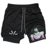 Running Gym Anime Shorts Men Fitness Training 2 In 1 Compression Quick Dry Workout Jogging Double Deck Summer 240329